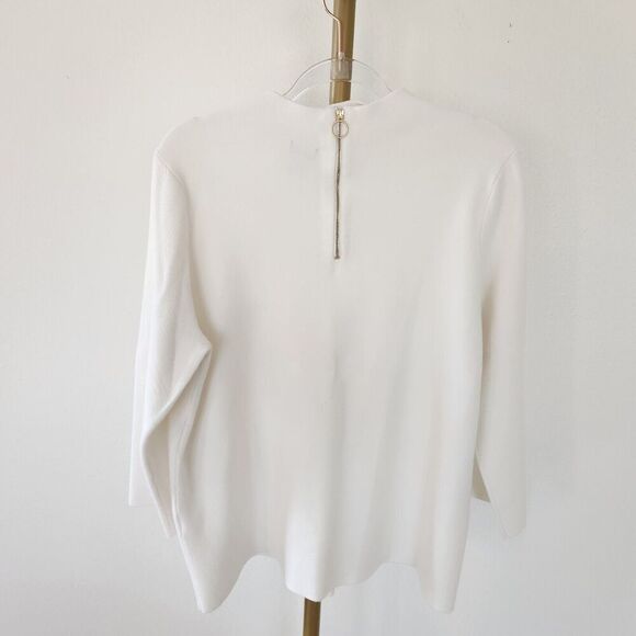 Chicos 3 Textured Zip Back Long Sleeve Sweater Womens Size XL White - Picture 6 of 6